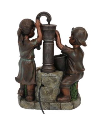 24-Inch Jack and Jill at Farmhouse Pump Outdoor Water Fountain - Electric Submersible Pump with Adjustable Flow