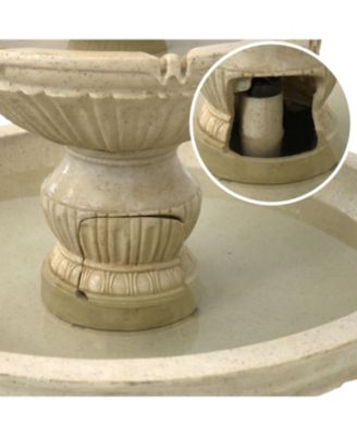 Classic Designer 55-Inch 3-Tier Polystone Outdoor Water Fountain - Electric Submersible Pump - Dark Brown