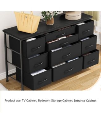 Dresser for Bedroom 55''TV Stand with Power Outlet & LED Wide Dresser with 10 Large Drawers