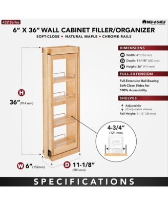 6" Pullout Wall Filler w/ Soft-close, 36" Height, 432-WFBBSC36-6C
