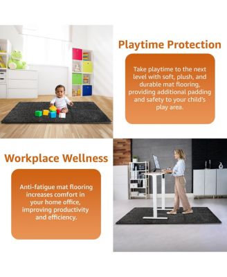 18 Interlocking Gym Floor Mat - 1/2" Thick Rubber Top High-Density EVA Foam (72 Sq Ft) - for Yoga, Heavy Exercise Equipment (Gray Speckled)