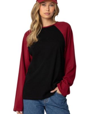 Women's Oversized Raglan Long Sleeve T Shirt