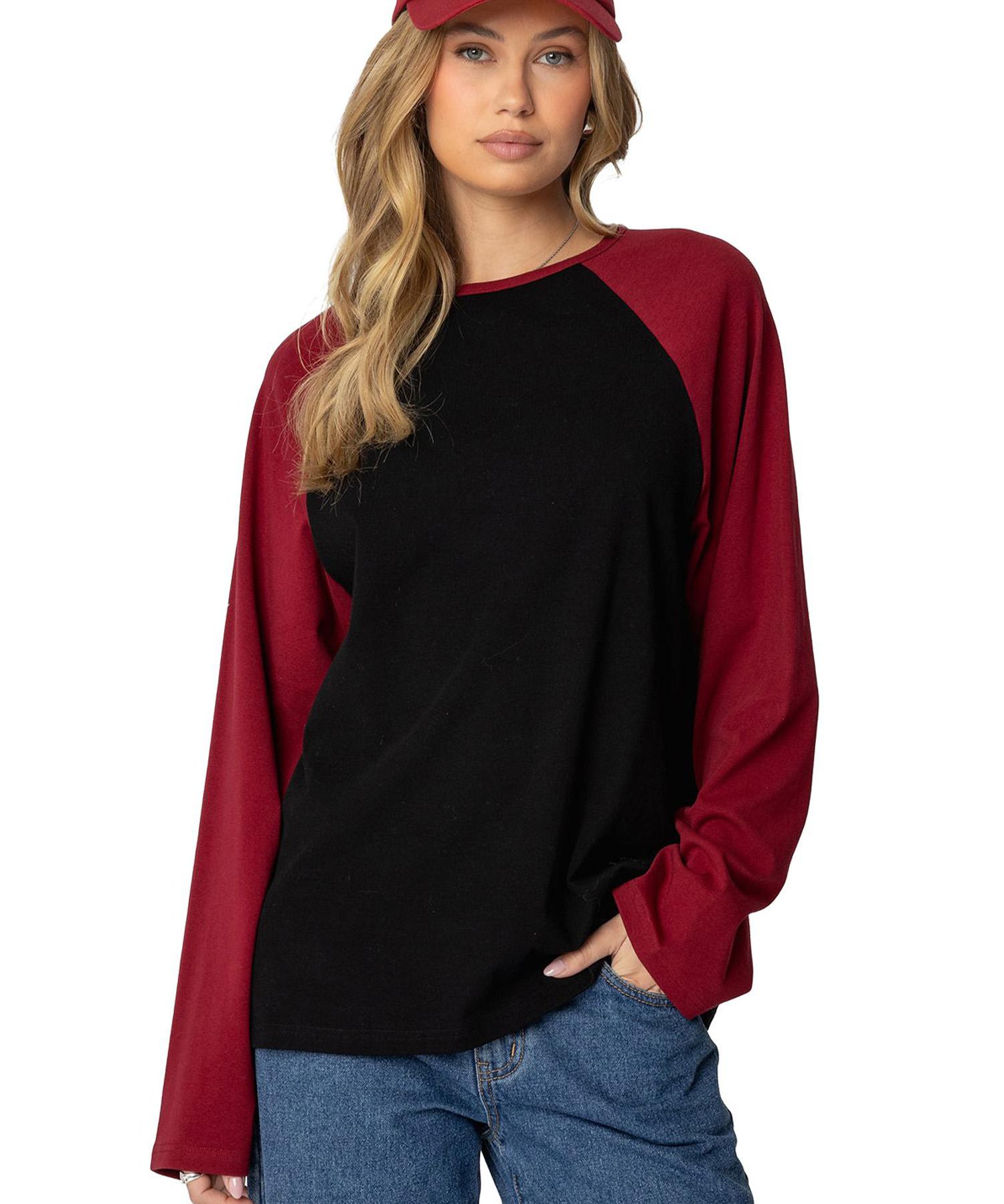 Women's Oversized Raglan Long Sleeve T Shirt