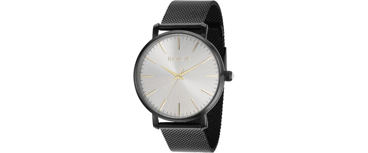 Women's 36911 Angel Quartz 3 Hand Silver Dial Watch - Black