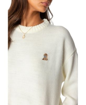 Womens Puppy Love Embroidered Sweater
