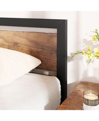 Full Size Bed Frame Platform with Headboard, Industrial 14 inch Full Bedframe