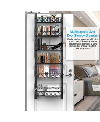 Adjustable 6-Tier Over-the-Door Metal Pantry Organizer Rack