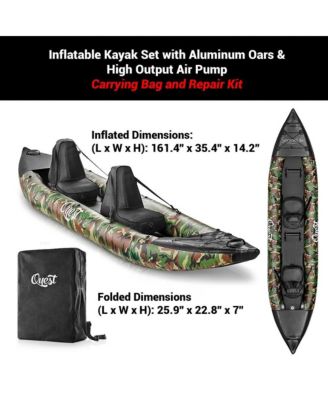 2-Person Inflatable Kayak Set, With Aluminum Oars & Pump, Camo Design