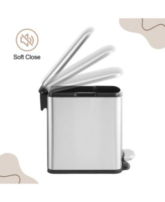 6L Pedal Slim Trash Bin, Stainless Steel Waste Bin with Lid and Inner Bin