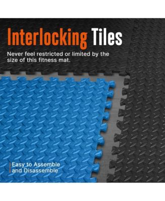 6-Piece Puzzle Exercise Mat, EVA Foam Tiles, Blue/Black