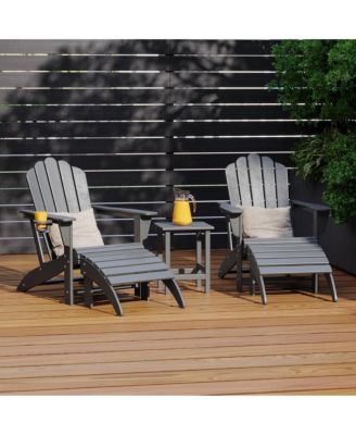 5-Piece Adirondack Chair with Folding Ottoman and Table Set
