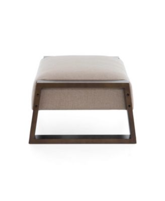 Vintage-Inspired Beige Ottoman with Wooden Legs, Stylish Footrest for Living Room, Bedroom, and Small Spaces