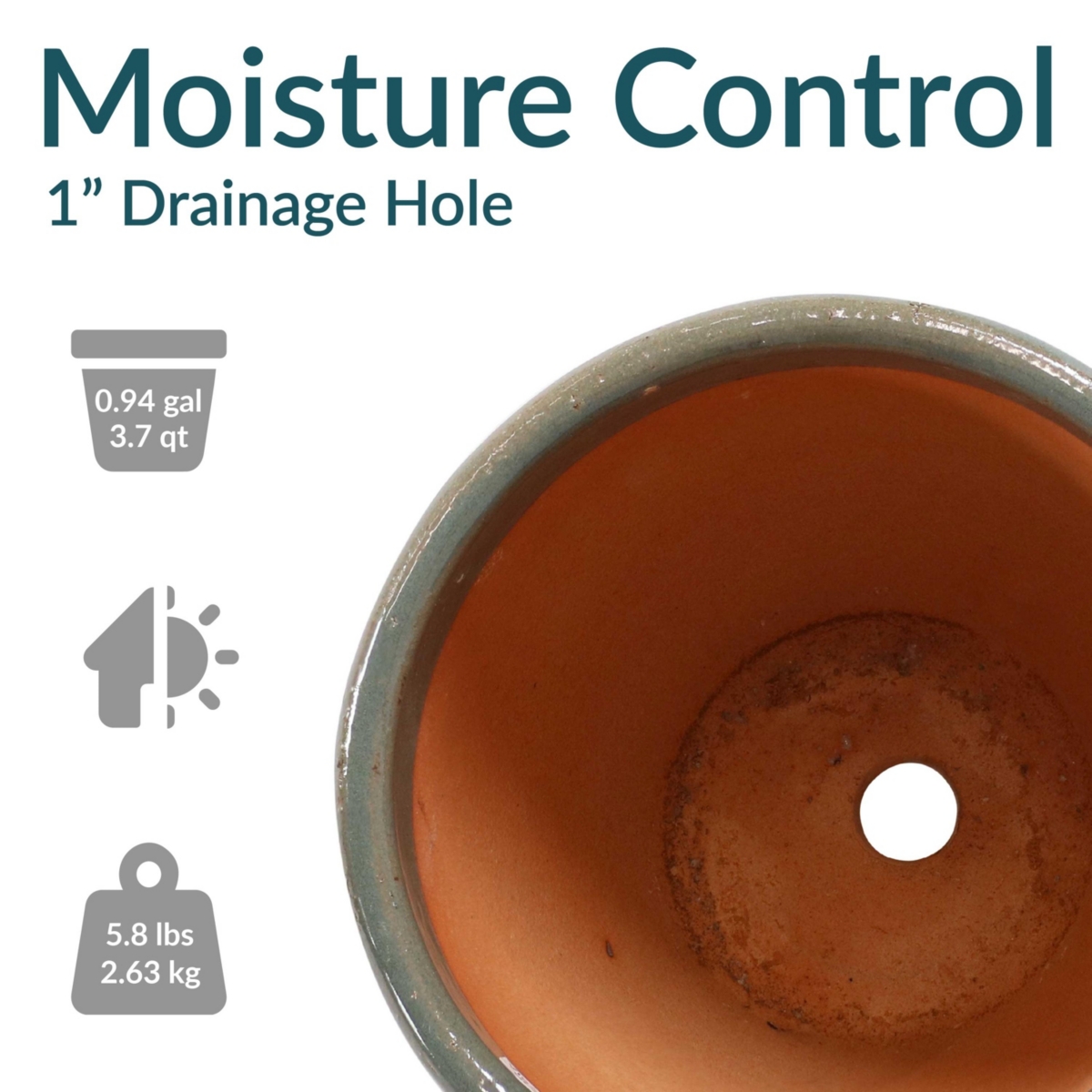 Resort High-Fired Outdoor/Indoor Glazed Uv- and Frost-Resistant Ceramic Planters with Drainage Holes