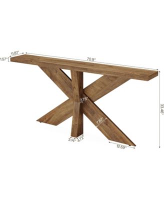70.9 Inches Long Sofa Table Behind Couch, Farmhouse Console Entry Table with Wooden Geometric Base for Entryway, Living Room