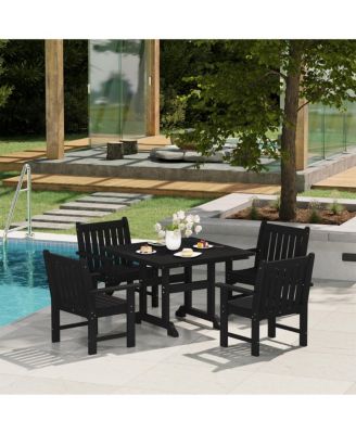 5-Piece HDPE Outdoor Patio Chair and Square Table Dining Set