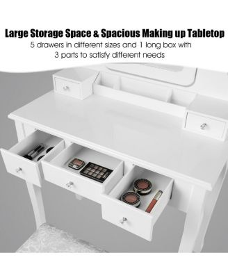 Vanity Dressing Table Set with 10 Dimmable Bulbs and Cushioned Stool