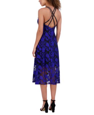 Women's Embroidered Mesh Sleeveless Midi Dress