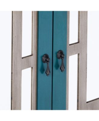 1 Pc Wood Mirrored Panel Adjustable Shelf 2-Door Accent Cabinet