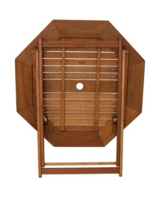 Outdoor Meranti Wood with Teak Oil Finish Folding Patio Dining Table and Chairs - Brown - 5pc