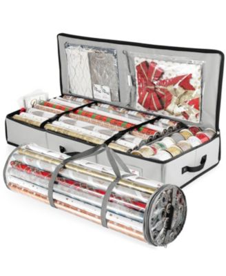 Gift Wrapping Organizer Storage Fits Up to 22 Rolls of 40" with Interior Pockets Christmas Wrapping Paper Storage Containers