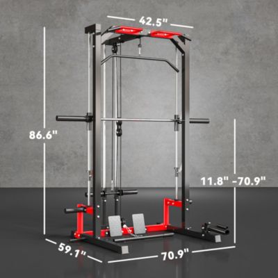 Smith Machine, Multi-Function Power Cage with Lat Pull Down System