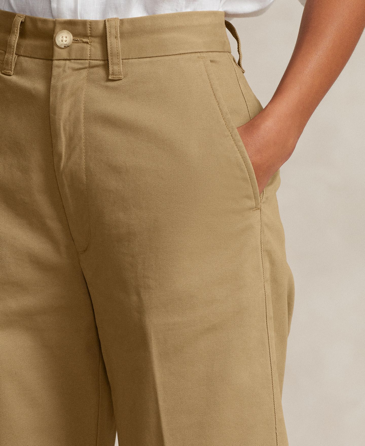 Женские брюки Polo Ralph Lauren Chino Wide-Leg, цвет: Хаки — фото 3