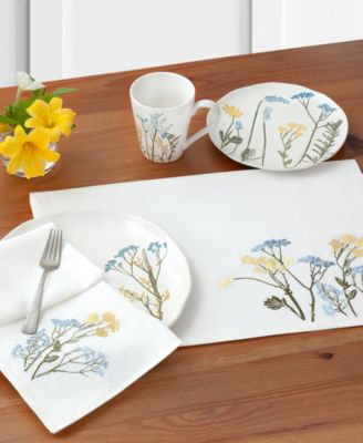 Wildflowers Border Embroidered Placemat, 13" x 19"