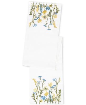 Lenox - Wildflowers Border Embroidered Runner, 14" x 90"