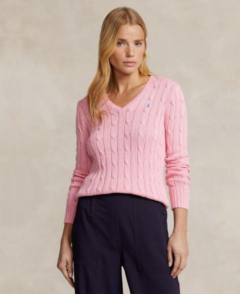 Женские Polo Ralph Lauren Women's Cable-Knit Cotton V-Neck Sweater