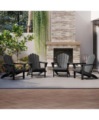 Outdoor Patio HDPE Adirondack Chairs With Cup Holders (Set of 4)