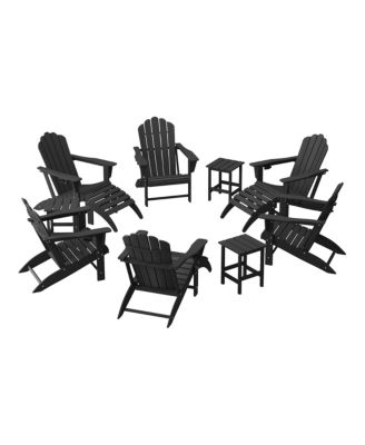 12-Piece HDPE Outdoor Patio Furniture Adirondack Chair Conversation Table Set