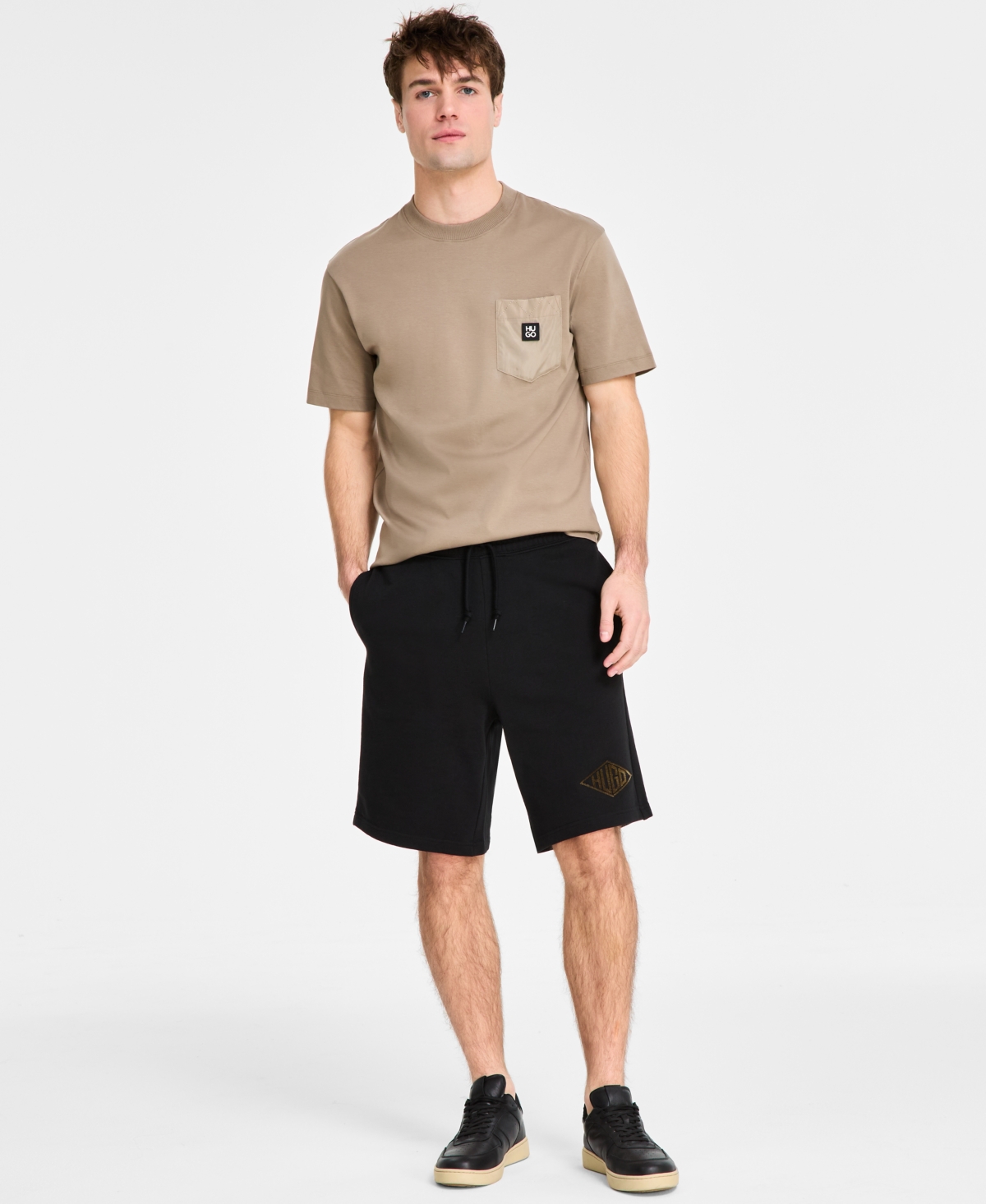 Hugo by Hugo Boss Men's Cotton Relaxed 9" Pull-On Shorts - Black