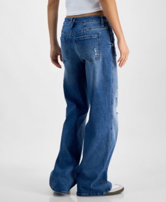 Juniors' High Rise Baggy Wide-Leg Curvy Jeans