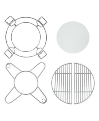 Half Moon Cooking Grate with Ceramic Deflector Plate for 15&amp;#x22; Kamado Egg Grills - 12.5&amp;#x22;