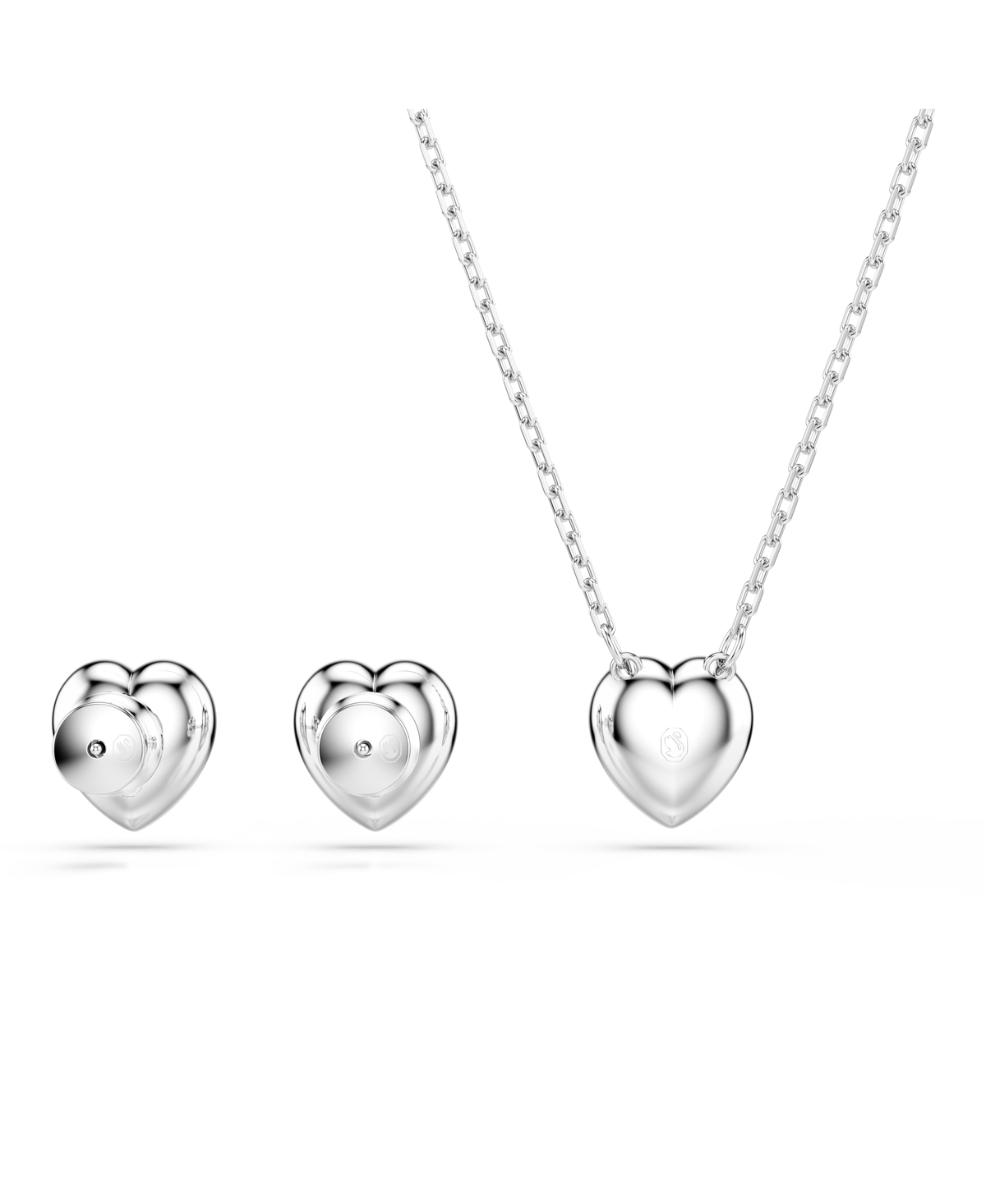 Swarovski X Ariana Grande Rhodium Plated Heart Mixed Cuts Set In Silver