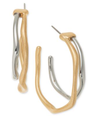 Style & Co - Two-Tone Sculptural Oval Double-Row Hoop Earrings