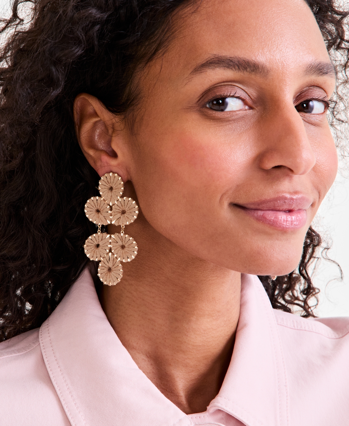 Style & Co Gold-tone Woven Suede Statement Earrings, Exclusively At Macy's In Beige