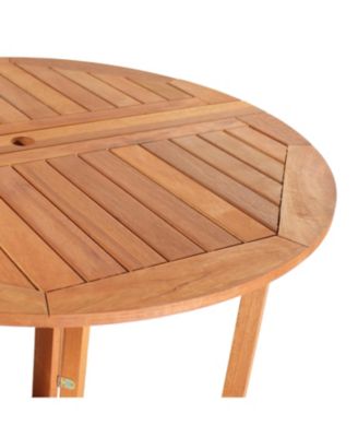 Malaysian Hardwood Gateleg Round Patio Table with Teak Oil Finish - 47.25" Diameter x 29" H