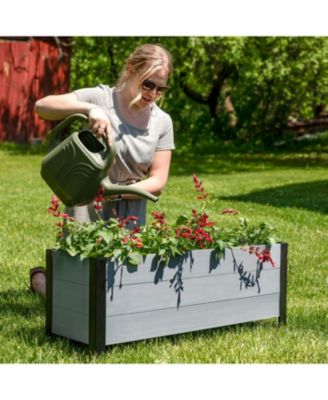 Acacia Wood Raised Garden Bed with Removable Planter Bag - 14.75" H