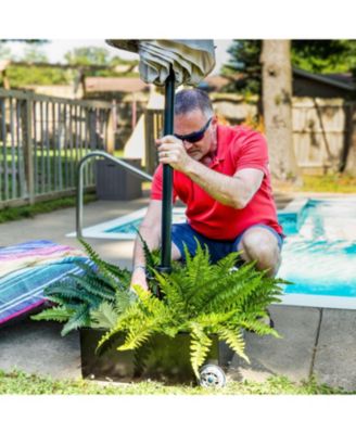 Rolling Outdoor Umbrella Base with Fillable Planter for Umbrellas with 2" Diameter Poles
