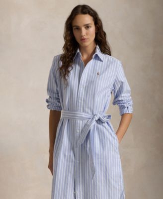 【RALPH LAUREN】Oxford Belted Sleeveless Shirt Dress Polo Ralph Lauren Women's Belted Oxford Sleeveless