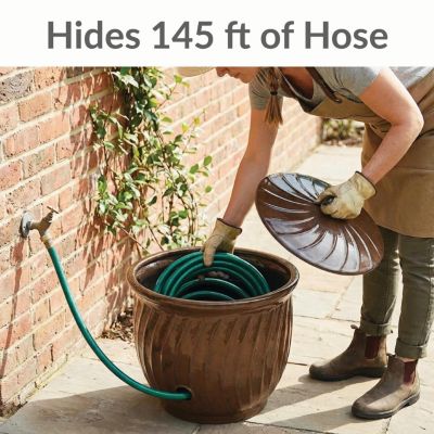 Outdoor Decorative Metal Garden Hose Holder with Lid
