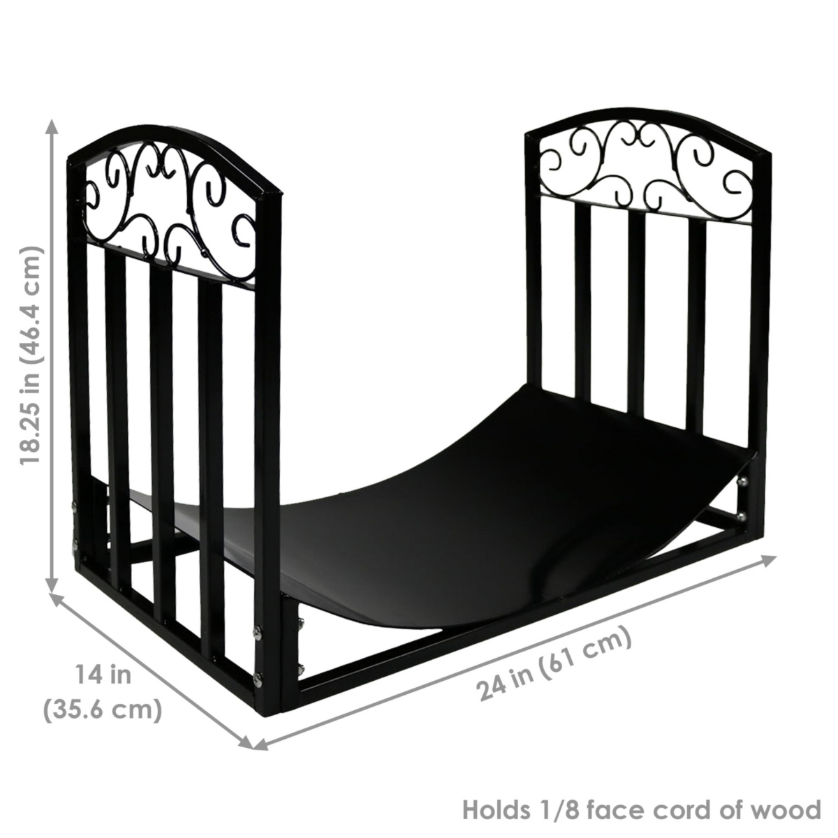 Indoor/Outdoor Heavy-Duty Powder-Coated Steel Fire Pit or Fireplace Firewood Log Rack Holder - 2' - Black