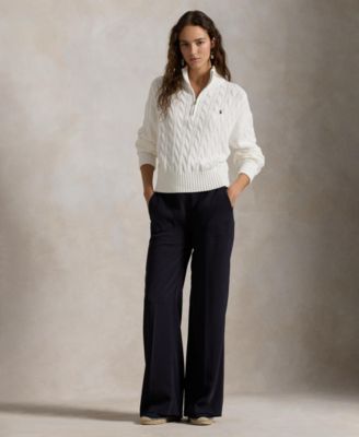 Women's Cable-Knit Cotton Quarter-Zip Sweater