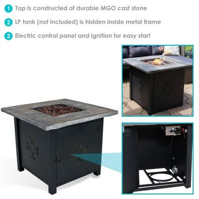 Outdoor Smokeless Patio Propane Gas Fire Pit Table with Lava Rocks - 30" Square