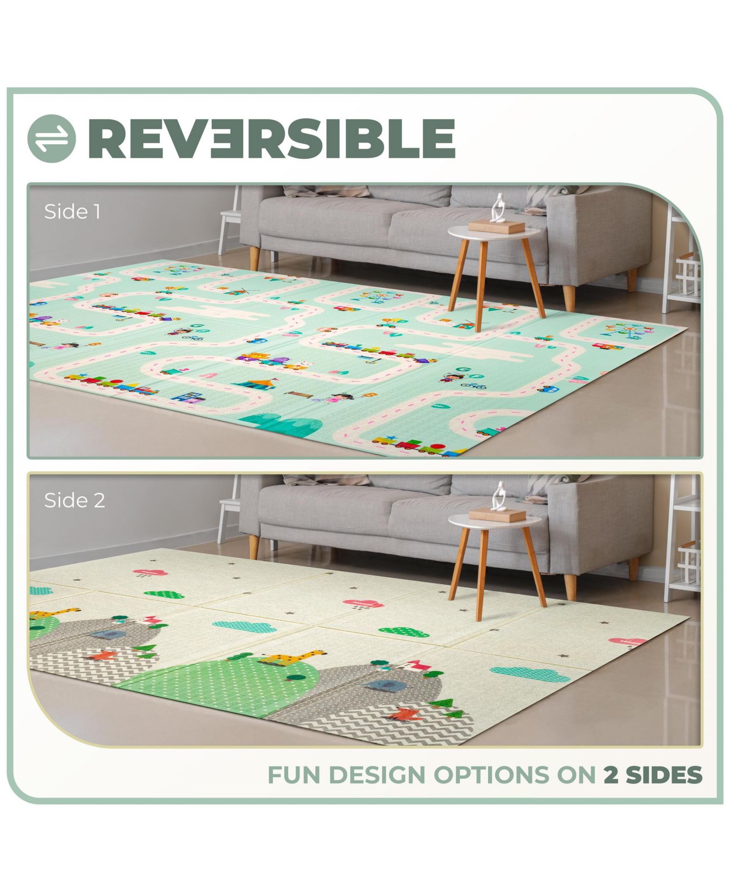 (78" x 70") Foldable Play Mats with Travel Bag - for Babies, Toddlers, and Kids Playtime & Tummy Time