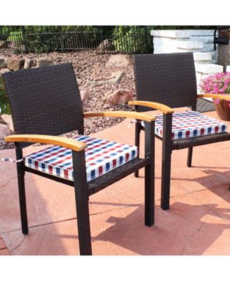 Square Indoor/Outdoor Seat Cushions with Ties - 17" Square x 2" Thick - Americano - 2-Pack