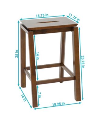 Set of 2 Indoor Wooden Backless Counter-Height Stools - Dark Walnut - 25"