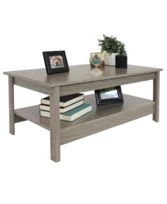 MDF Indoor Coffee Table with Lower Shelf - 16" H - Thunder Gray