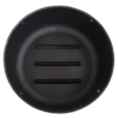 Heavy-Duty Steel Cauldron Fire Pit with Spark Screen and PVC Protective Cover - 28.5-Inch Round - Brushed Bronze